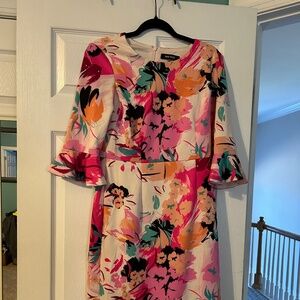 Nine West Floral Ruffle-Sleeve Sheath Dress – Size 6